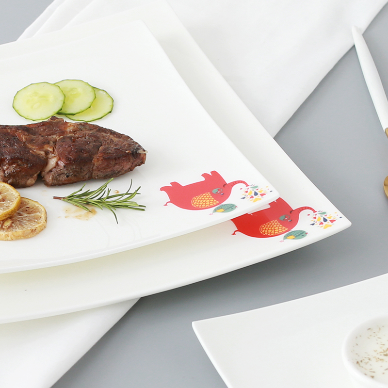 Creative dish pure western food steak dishes square plate flat ceramic plate snack plates western - style tableware