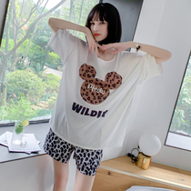 2021 Summer New Ice Silk Sleepwear Womens Round Collar Short Sleeves Shorts Sweet And Thin And Genuine Silk Suit Home Conserved Cartoon
