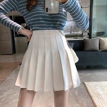 Summer 2021 small man pleated skirt high waist skirt thin skirt womens white hip A- line dress