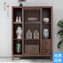 New Chinese Dining Side Cabinet Wine Cabinet integrated by wall Home solid wood Kitchen Bowl cabinet Living room Living Room Lockers Furniture