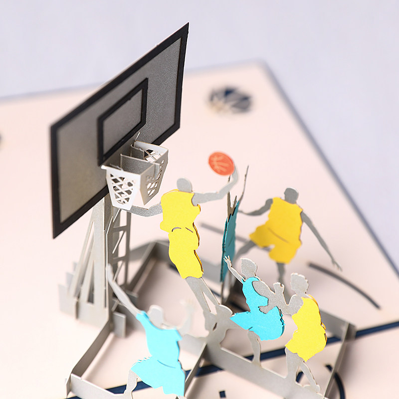 生日贺卡感恩教师节礼物送长辈老师手工3diy折叠立体篮球创意礼物