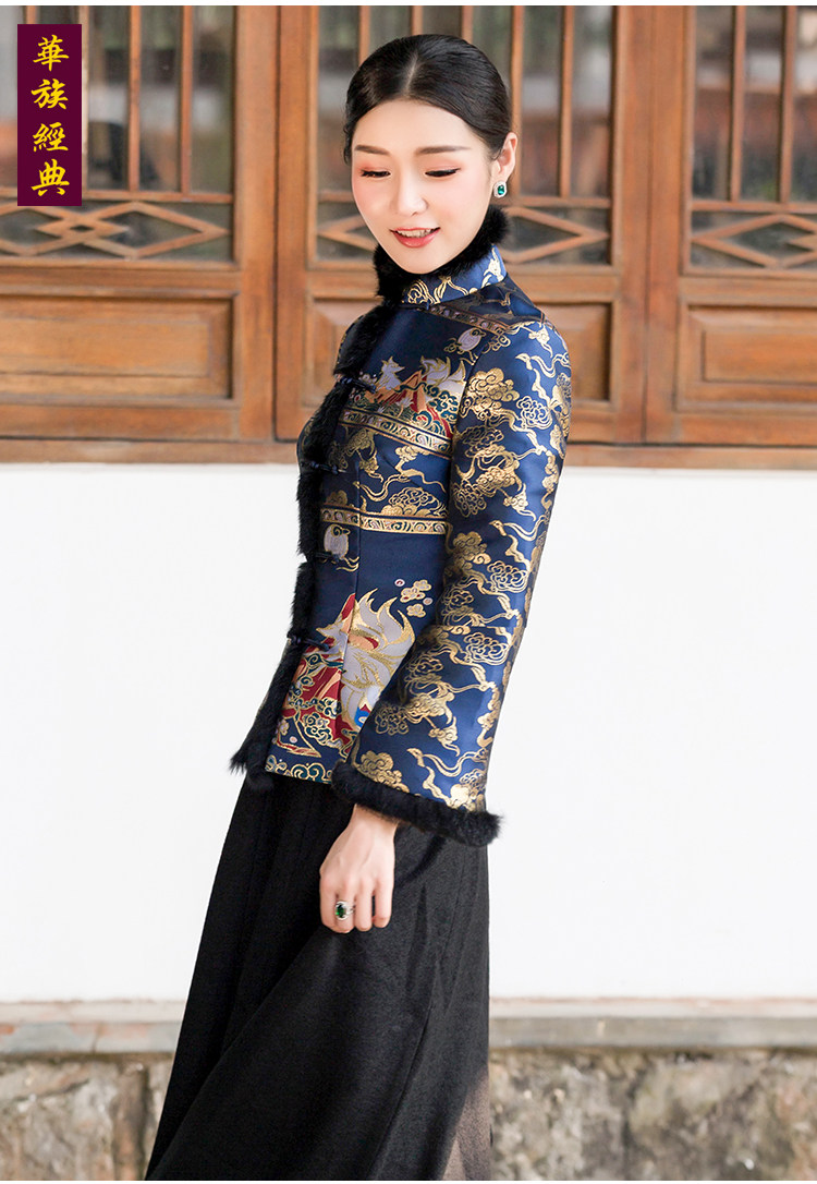 华族经典唐装上衣女日常改良时尚对襟中式复古长袖旗袍棉袄女秋冬