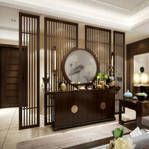 New Chinese screen partition solid wood living room decoration grille villa restaurant log hollow decoration room porch wall