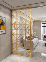 Modern simple living room Wrought iron screen partition wall Entrance entrance New Chinese style stainless steel hollow office decoration