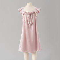Cnsilk 100% Mulberry Silk Girls Real Silk Sleeping Dress With Lotus Leaf Lace Pendant With Dress Silk Children Pyjamas Dress