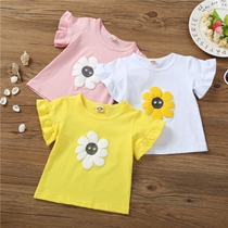 2020 New cute T - shirt pure tops cotton short - sleeved sun flower new casual clothes for girls