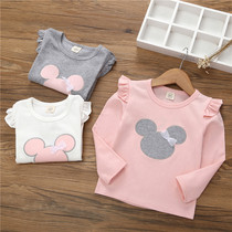 Girls in autumn clothes 2020 new cotton gas pure T - shirt long sleeved baby hitting the baby in the babys babys tide