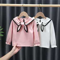 Girls Fall Clothes 2020 New Childrens Long Sleeve T - shirt Spring and Autumn Han Edition pure color cotton white baby hit undershirt