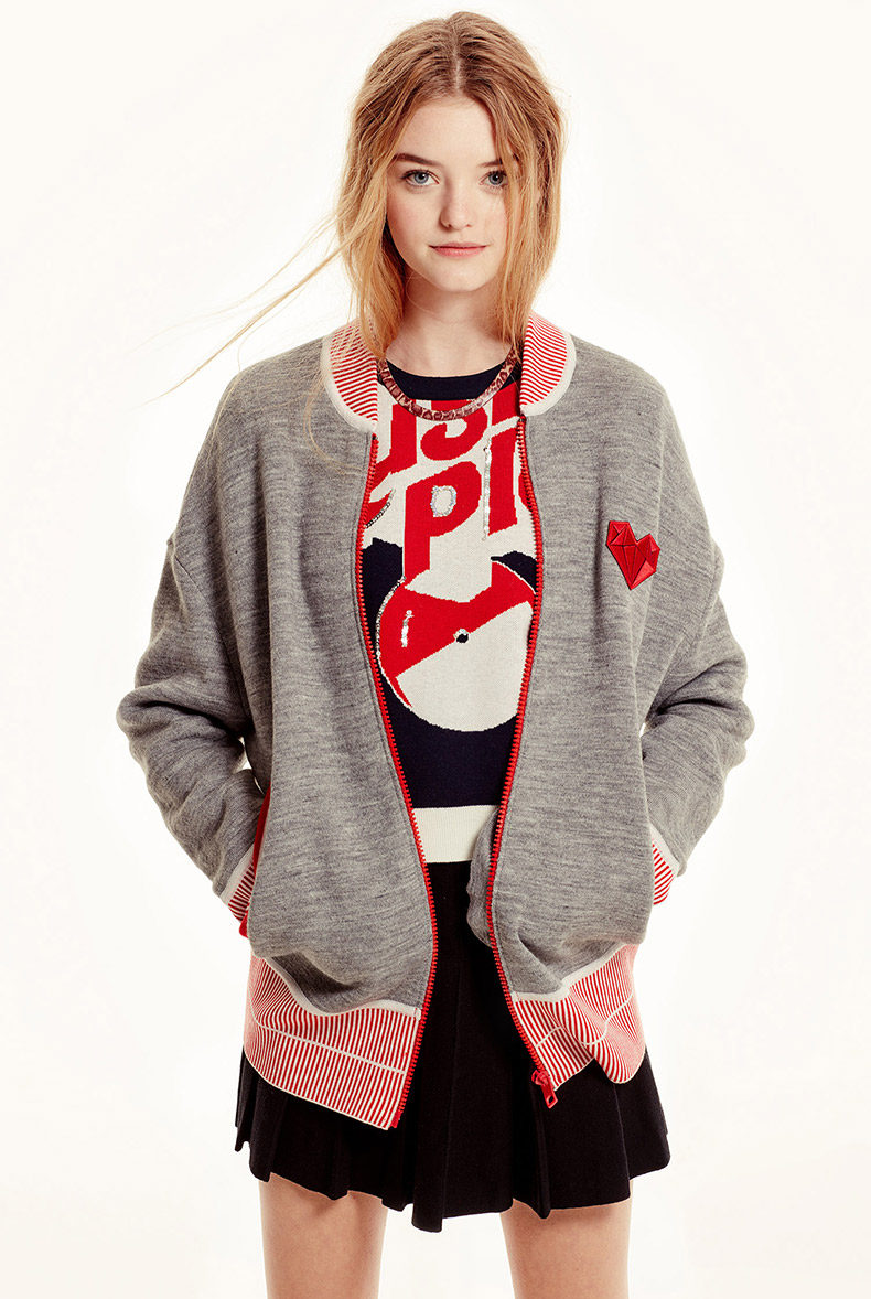 jucy judy百家好春新款长袖拉链羊毛上衣女针织开衫外套jrkt221u_7折