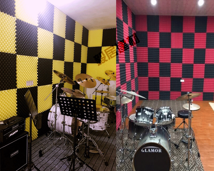 背胶5cm阻燃鸡蛋棉吸音棉ktv琴鼓房金字塔隔音板隔音棉墙体录音棚_双