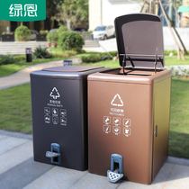 Foot trash can outdoor with cover 160 large capacity scenic property community sanitation classification box commercial 120 liters