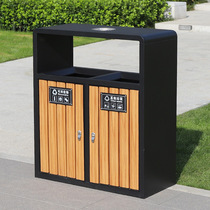 Garbage cans outdoor sanitation garbage bins community park scenic areas environmental protection solid wood grain outdoor sorting fruit leather box large