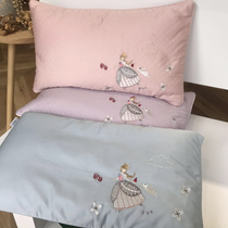60 long-staple cotton satin princess embroidered childrens single pillow girl with core kindergarten pure cotton small pillow core