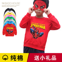 Boy Spider-Man clothes 3 years old baby 4 cotton long sleeve shirt red Foreign Air Superman childrens clothing 2021 Spring