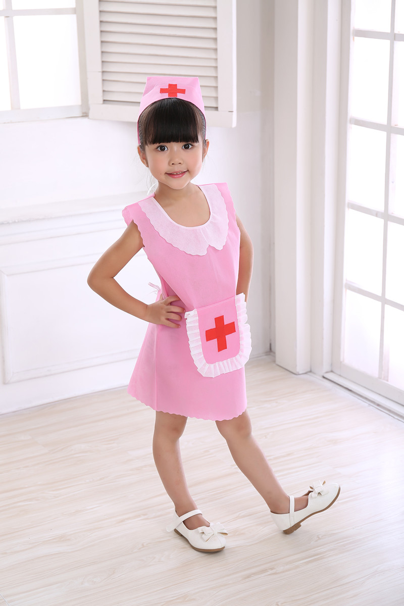 万圣节服装环保服装儿童时装秀演出服手工护士幼儿园亲子走秀表演