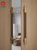 Modern light lavish genuine leather glass door handle with frame door solid wood handle antique door handle villa custom big handle