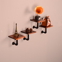 European-style retro water pipe shelf on the wall solid wood shelf Wall-mounted clothing store hook childrens clothing womens store display rack