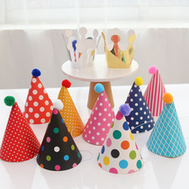 ins small red book the same style crown hat Korean style wave dot small suede ball hat children adult party decorative photo supplies