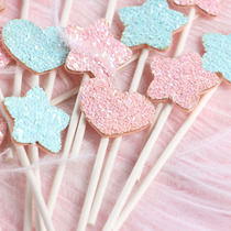 Bright Crystal Crystal Love Stars Cake Sweet inserts Cute Heart-shaped Pentagram Plug-in Creative Cake Decorative supplies