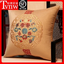 TVNW velvet pillow waist Chinese style living room long waist pillow case new Chinese embroidered cushion mahogany sofa