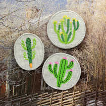 Art Fan hipster Japanese creative embroidery cloth stickers personality clothing stickers in the desert cactus patch