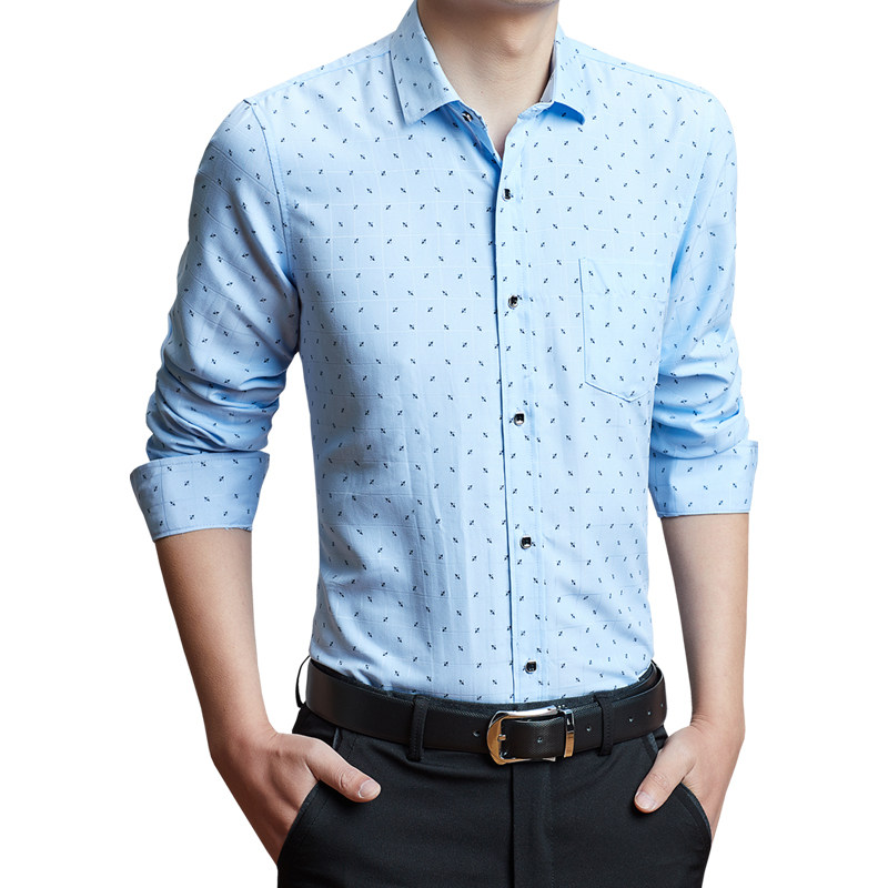 Men's Long Sleeve Office Shirt with Print