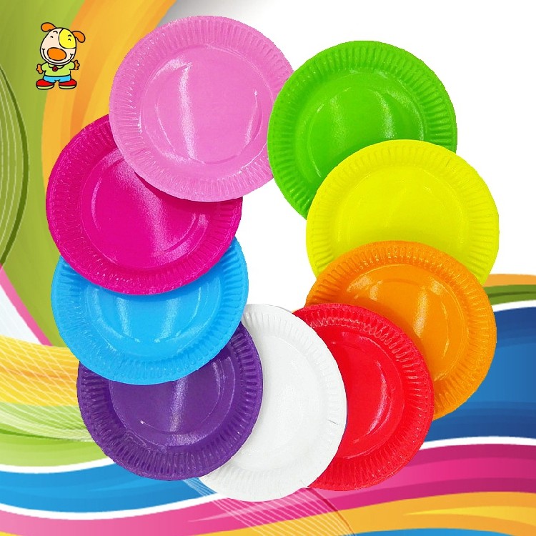 彩色纸盘子7寸纸碟儿童绘画画涂鸦 一次性纸盘蛋糕盘幼儿园手工