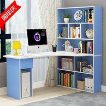 Childrens corner desk Junior high school students home writing desk Bedroom girl bookshelf combination Simple bookcase one