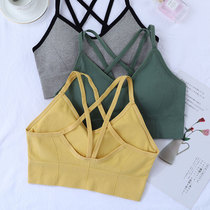 No steel ring vest type sports lingerie girl students cross beauty back to gather sexy thin strip harness bra hood summer