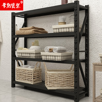 Black shelf storage household rack light warehouse shelf storage rack warehouse storage display rack iron shelf