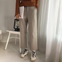 HUCHUJING Korean version trousers material casual snap button casual pants