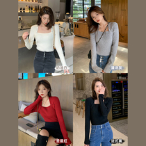 (Huchu Beautiful Apocalyptic) Law-style black needle weaver leave two women in autumn and winter workout with a thin blouse