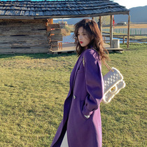 (Great Cloisie Family Fame) Purple Two-on-the-face woman in winter new middle and long style suit jacket woman