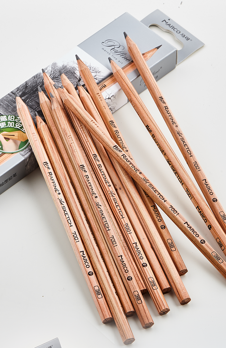 展示与对比:马可素描铅笔绘画美术初学者马克考试铅笔2h2比原木hb 2b 