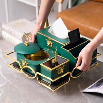 Light extravagant tea table tray containing suit Ceramic Living Room Pendulum set of American tissue box upscale Home Decorative Goods