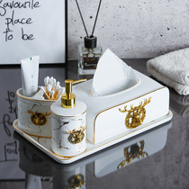 American light luxury ceramic tissue box Household storage set sink decoration toiletries simple paper box