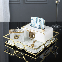 American tissue box decoration simple living room household European-style napkin pumping carton creative ceramic coffee table storage light luxury