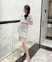 PEIPEI pregnant women's clothing Summer striped pure cotton top short-term dress during pregnancy summer dress loose fashion