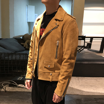 Cloud mud is different from L01 SLP Wind Fallen Leaves Yellow Velvet Cappuco Leather Classic Locomotive Jacket Leather Clothes Man