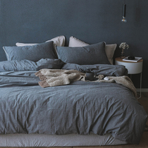 Export Japan wash cotton four-piece solid color cotton cotton bedding simple Nordic mens quilt cover