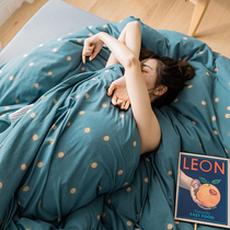 Class A baby grade Guangzhu cotton knitted four-piece cotton super soft nude sleeping cotton cartoon quilt cover