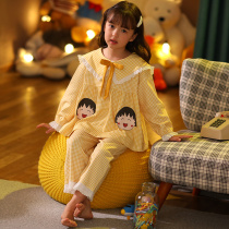 Girls pajamas spring and Autumn summer pure cotton childrens long-sleeved girls  childrens long middle and large childrens thin home clothes set