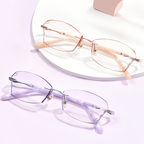 Diamond cut edge inlaid powder without frame glasses myopia Women Online can be equipped with degree Asymptoic anti-fog anti-blue eyes
