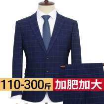 men's blue plaid plus size suit jacket fat man casual groom wedding business formal suit