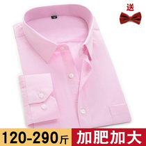 men's plus size large size tie pink shirt men's fat plus size long sleeve tie loose groom wedding spring