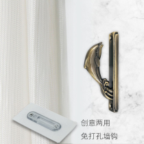 Dolphin curtains hooks a pair of fixed wall hooks free of punch mounting wall hook accessories small number of decorative hooks