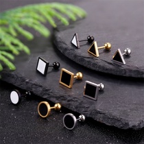 Tide men and women singles only geometric edging earrings personality fashion temperament exaggerated earrings 2021 new simple titanium steel