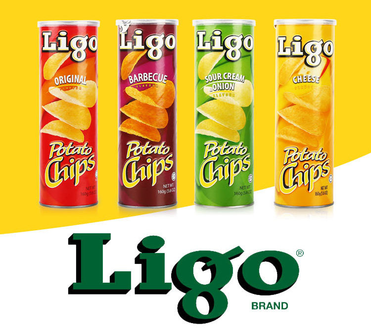 马来西亚零食ligo利高桶装薯片160g进口膨化食品烧烤原味薯片