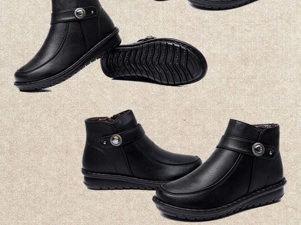 中老年棉鞋女冬妈妈鞋加绒短靴大码中年女鞋防