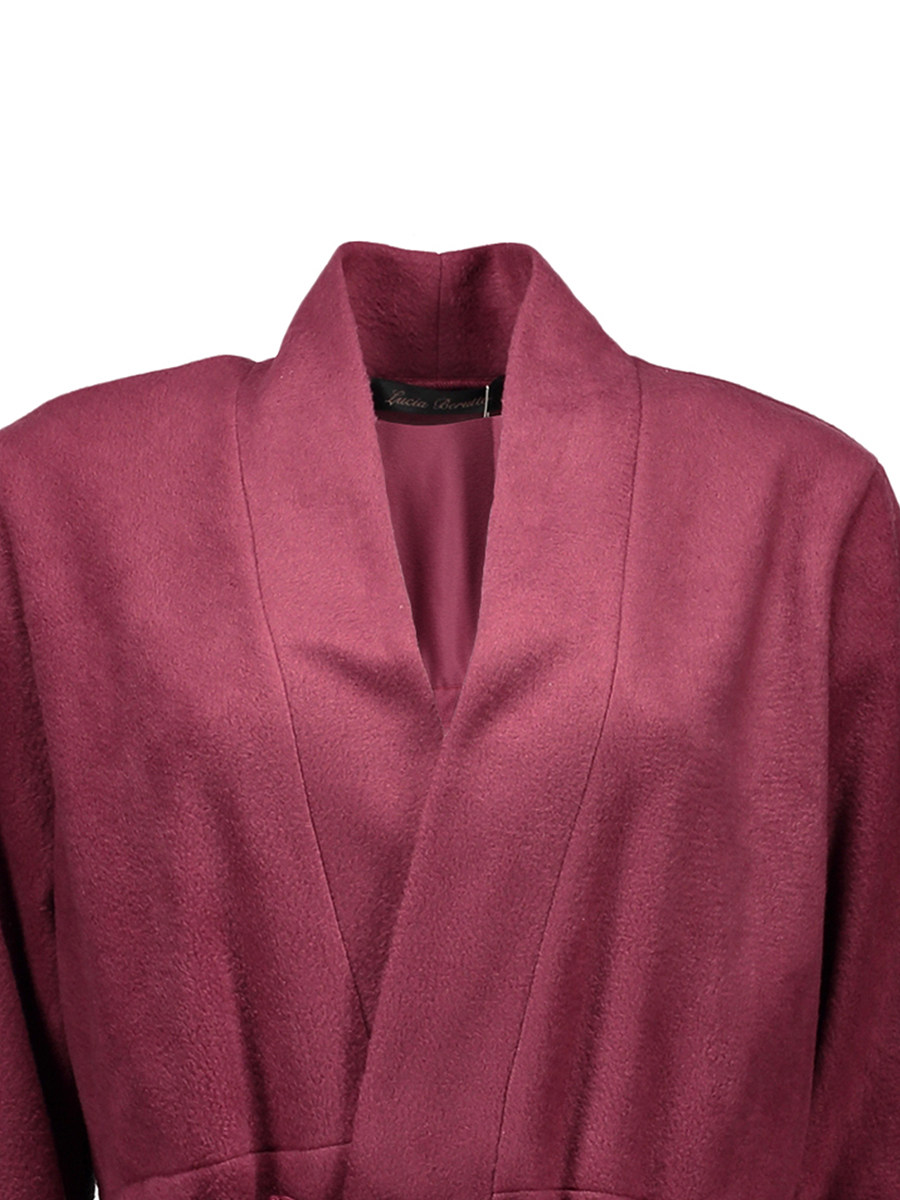 lucia berutto 酒红色贴袋浴袍式睡衣